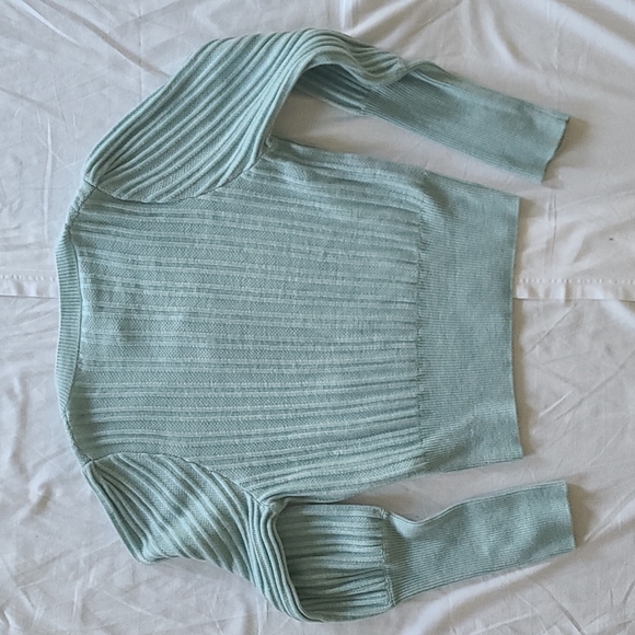 TRUTH aqua blue green wool blend sweater v-neck medium - Picture 4 of 6